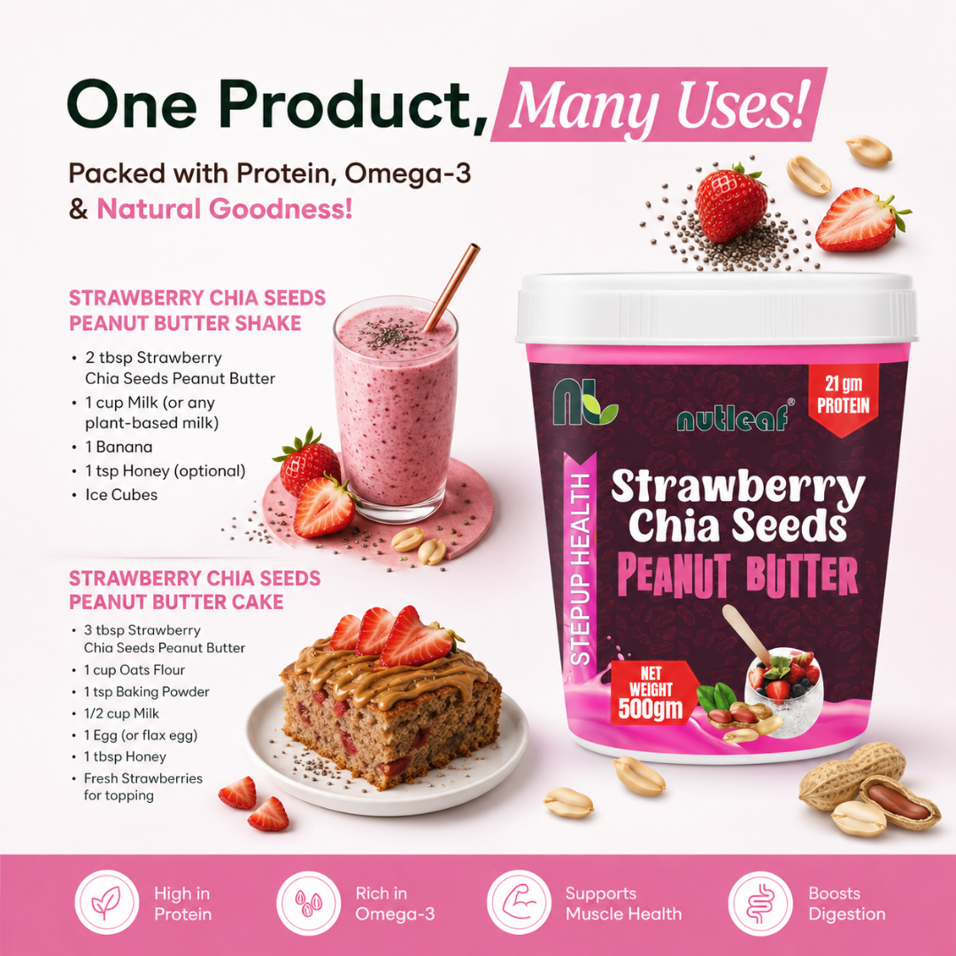 Nutleaf Strawberry Chia Seeds Peanut Butter | Protein-Rich Peanut Butter