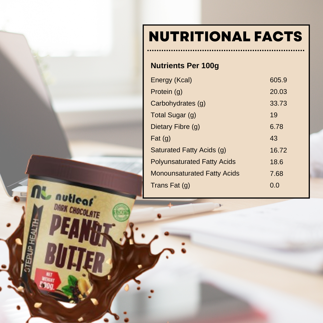 Nutleaf Dark Chocolate Crunchy Peanut Butter | High Protein Peanut Butter | 1kg