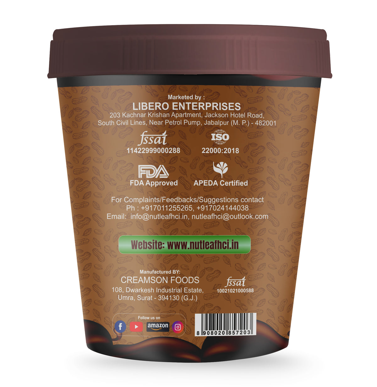 Nutleaf Cookies & Cream Cookie Fusion Peanut Butter | Protein Rich Peanut Butter | 1kg