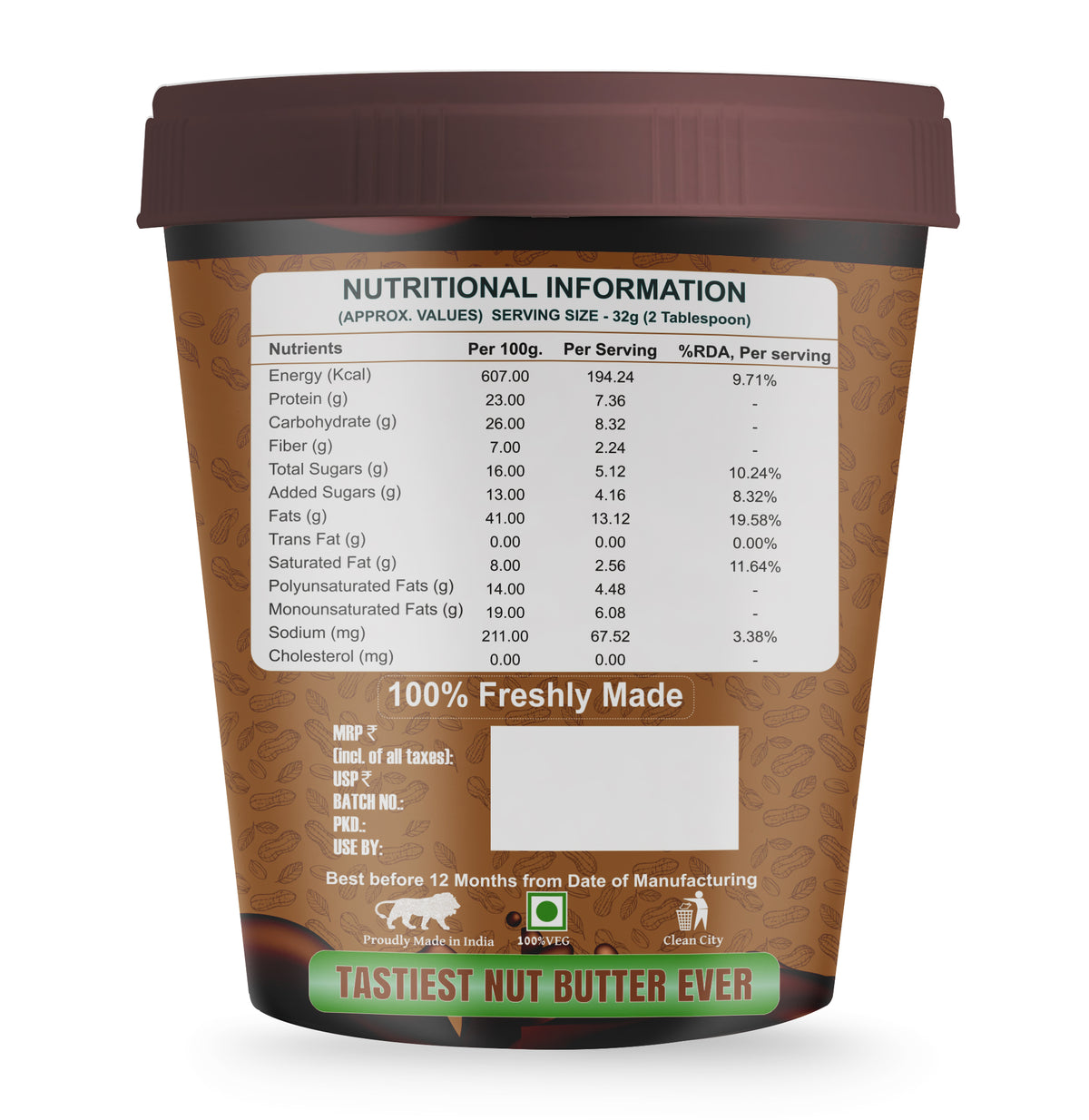 Nutleaf Cookies & Cream Cookie Fusion Peanut Butter | Protein Rich Peanut Butter | 1kg