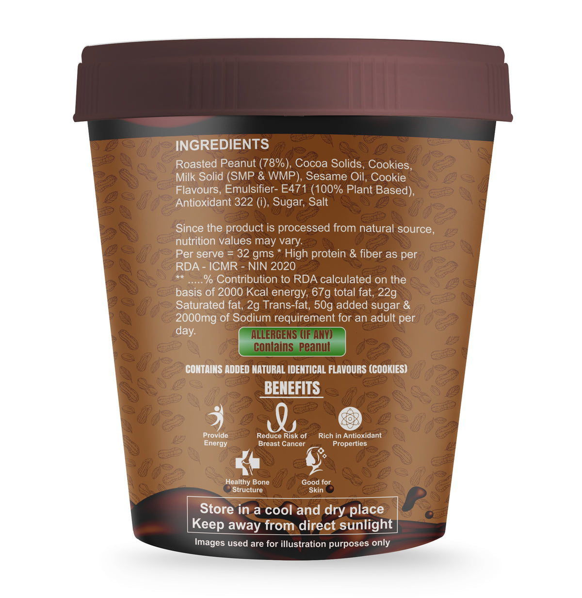 Nutleaf Cookies & Cream Cookie Fusion Peanut Butter | Protein Rich Peanut Butter | 1kg