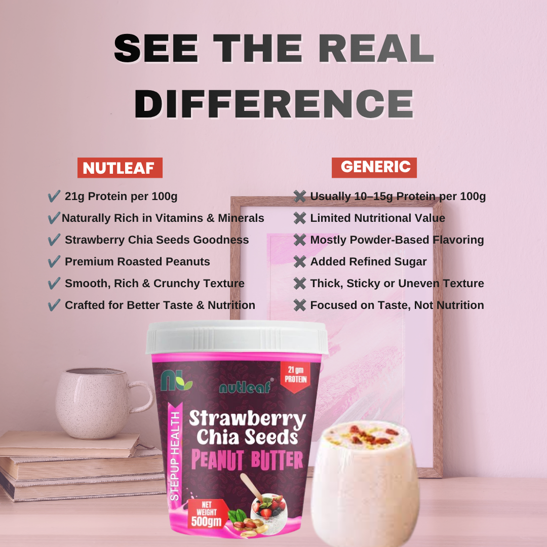 Nutleaf Strawberry Chia Seeds Peanut Butter | Protein-Rich Peanut Butter