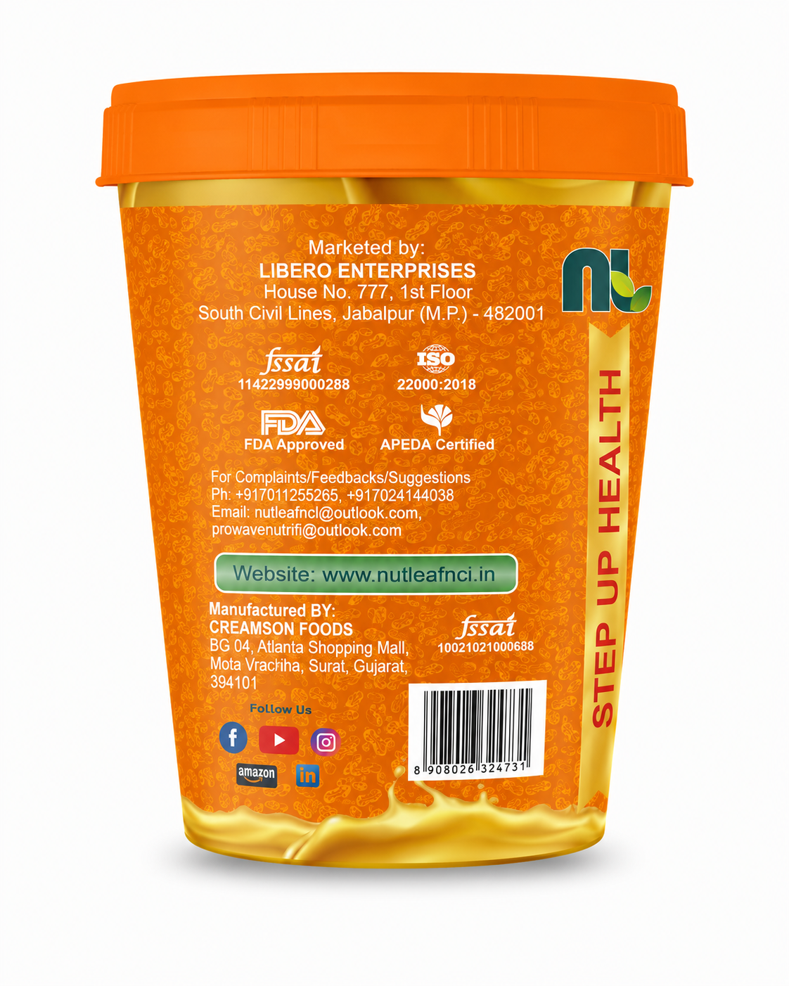 Nutleaf Mango Chia Seeds Crispy Peanut Butter | High Protein Peanut Butter | 1Kg