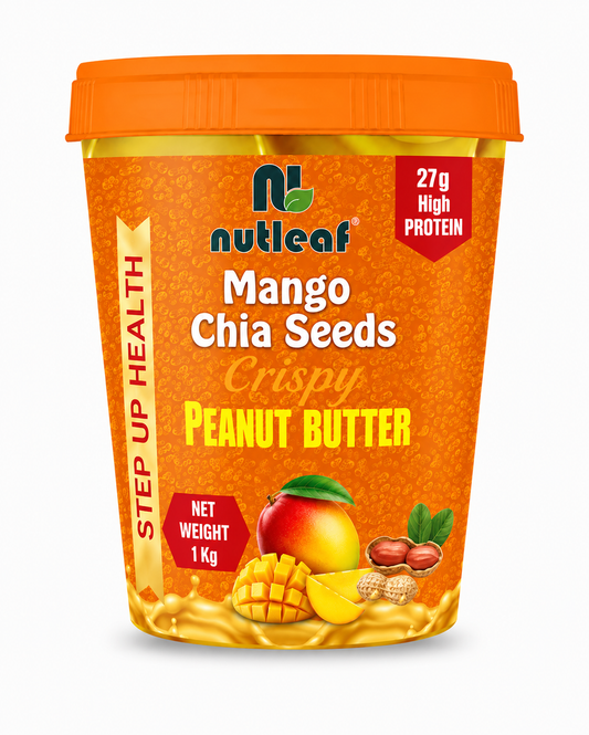 Nutleaf Mango Chia Seeds Crispy Peanut Butter | High Protein Peanut Butter | 1Kg